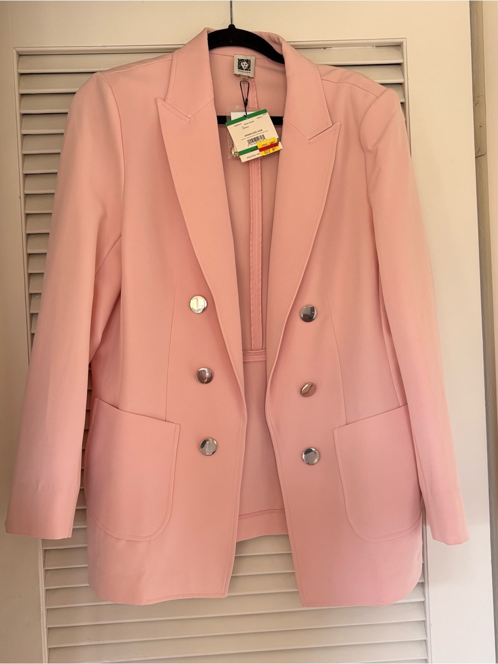 Anne Klein Blush Pink Double-Breasted Blazer